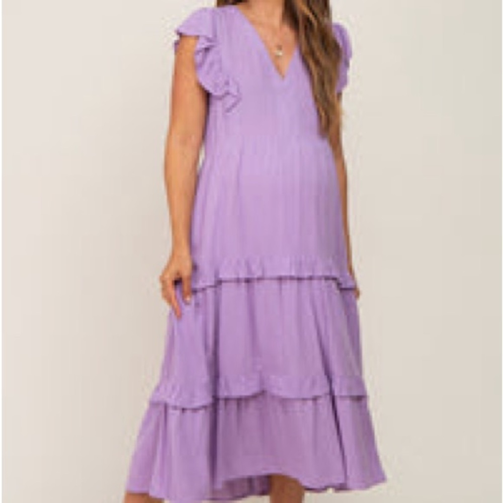 Ruffled tiered maternity dress